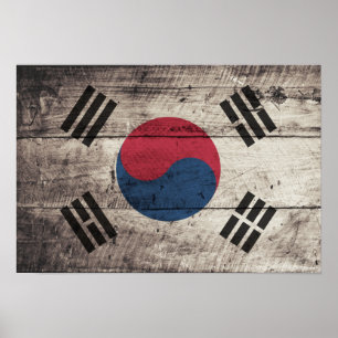 Südkoreanische Fahne aus alten Holz Poster