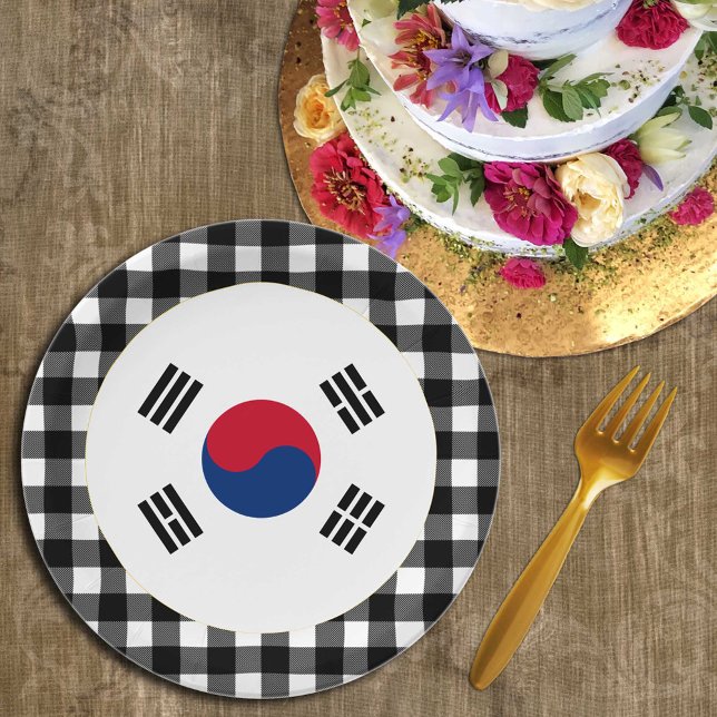 Südkoreanische Flagge, Büffel kariert und koreanis Pappteller (Von Creator hochgeladen)