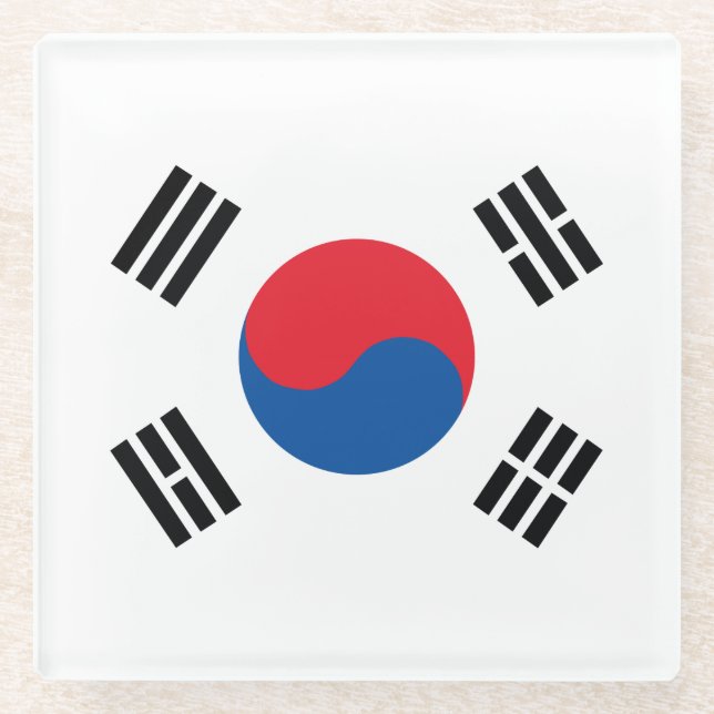 Südkoreanische Flagge Glasuntersetzer (Vorderseite)