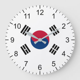 Südkoreanische Flagge Große Wanduhr
