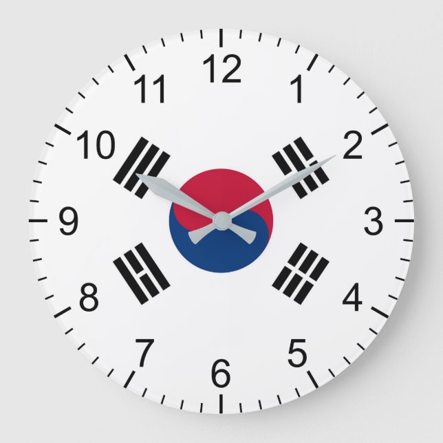 Südkoreanische Flagge Große Wanduhr (Vorderseite)