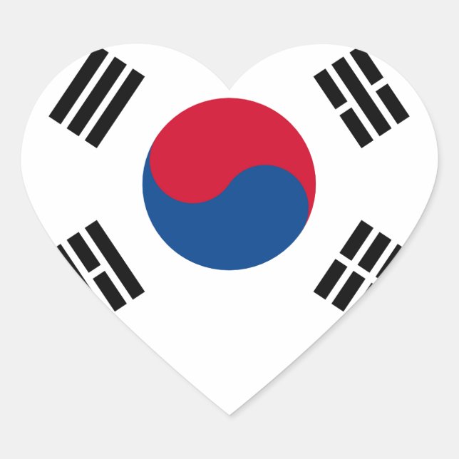 Südkoreanische Flagge Herz-Aufkleber (Vorderseite)