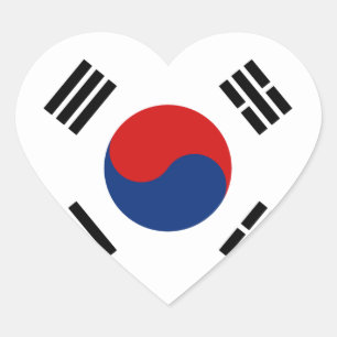 Südkoreanische Flagge Herzkleber Herz-Aufkleber