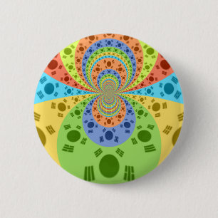 Südkoreanische Flagge Inspiriert Abstrakte Kunstdr Button