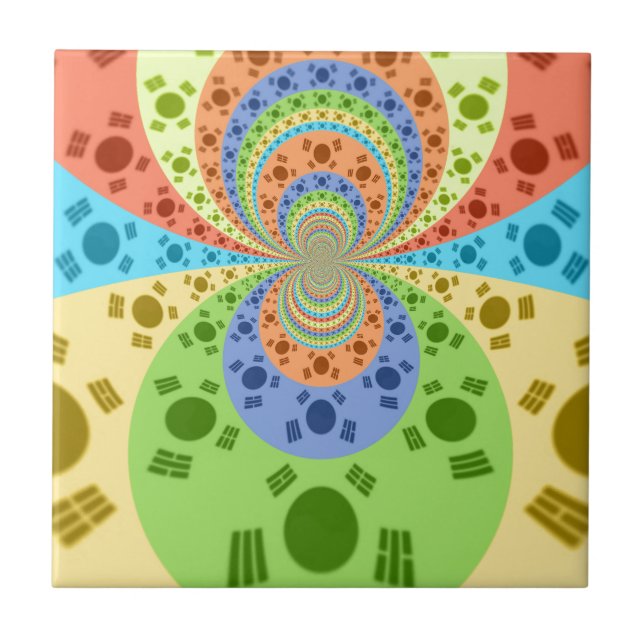 Südkoreanische Flagge Inspiriert Abstrakte Kunstdr Fliese (Vorderseite)