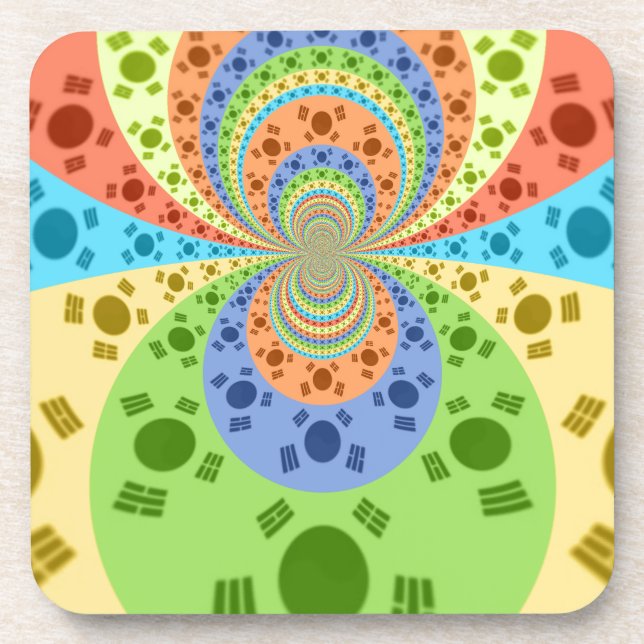 Südkoreanische Flagge Inspiriert Abstrakte Kunstdr Getränkeuntersetzer (Vorderseite)