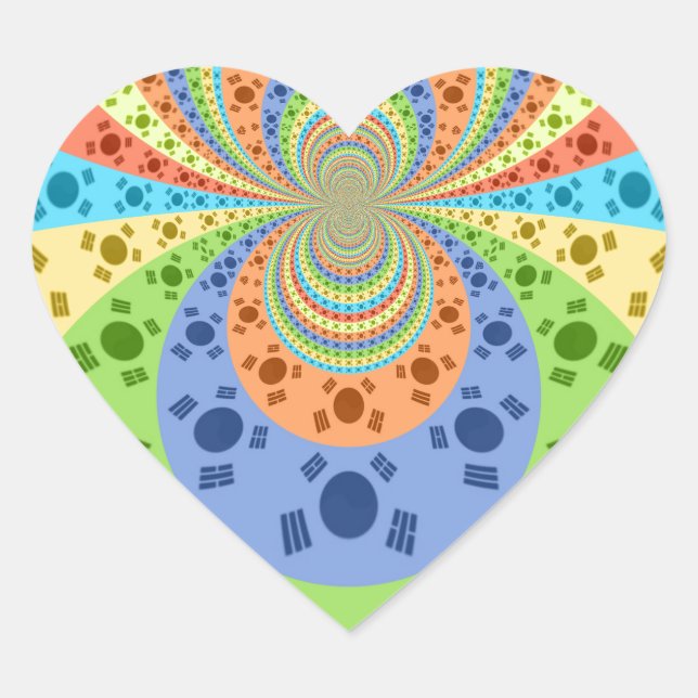 Südkoreanische Flagge Inspiriert Abstrakte Kunstdr Herz-Aufkleber (Vorderseite)