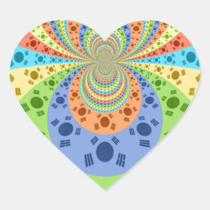 Südkoreanische Flagge Inspiriert Abstrakte Kunstdr Herz-Aufkleber