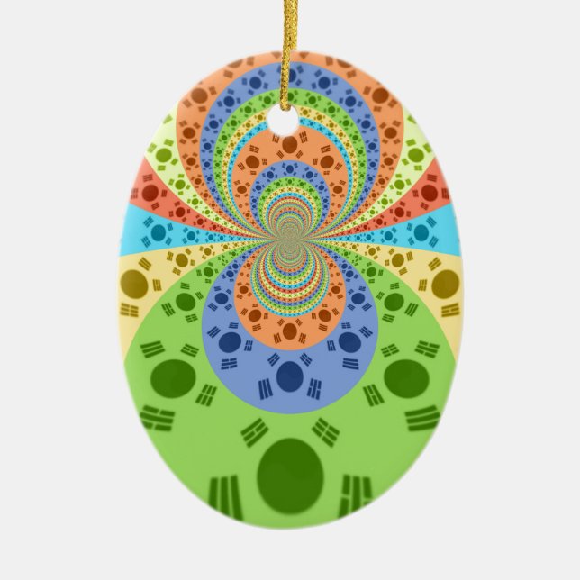 Südkoreanische Flagge Inspiriert Abstrakte Kunstdr Keramik Ornament (Vorne)