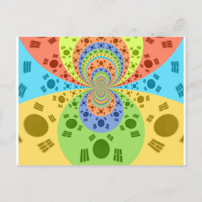 Südkoreanische Flagge Inspiriert Abstrakte Kunstdr Postkarte (Vorderseite)