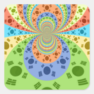 Südkoreanische Flagge Inspiriert Abstrakte Kunstdr Quadratischer Aufkleber