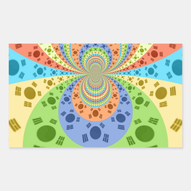 Südkoreanische Flagge Inspiriert Abstrakte Kunstdr Rechteckiger Aufkleber (Vorderseite)