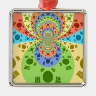 Südkoreanische Flagge Inspiriert Abstrakte Kunstdr Silbernes Ornament