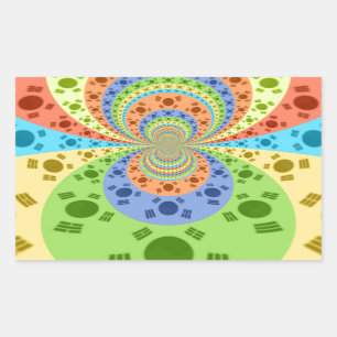 Südkoreanische Flagge Inspirierter abstrakter Kuns Rechteckiger Aufkleber