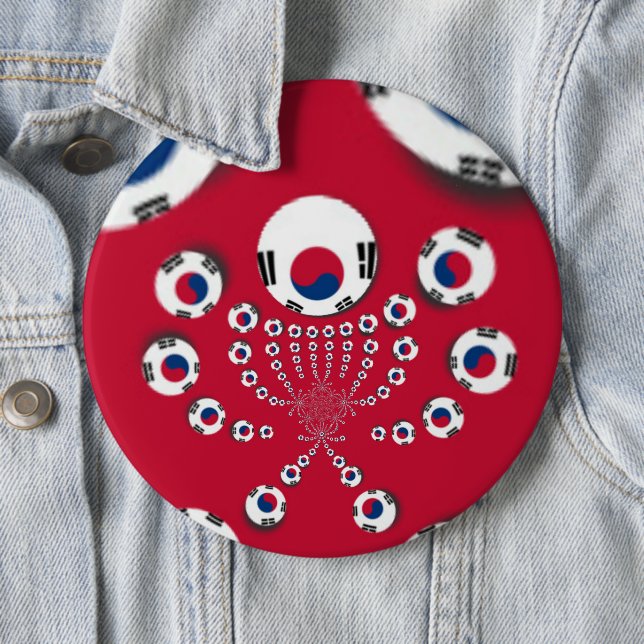 Südkoreanische Flagge Kaleidoskop Art Print Button (Beispiel)