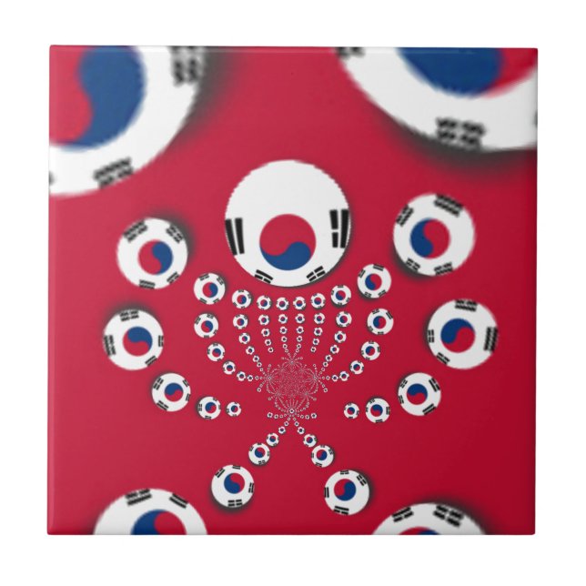 Südkoreanische Flagge Kaleidoskop Art Print Fliese (Vorderseite)