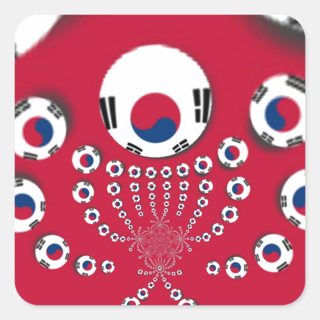 Südkoreanische Flagge Kaleidoskop Art Print Quadratischer Aufkleber (Vorderseite)