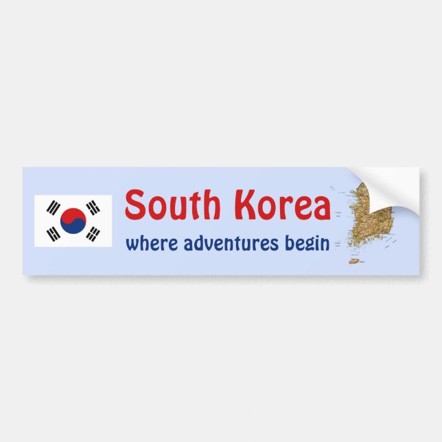 Südkoreanische Flagge + Karte Autoaufkleber (Vorne)
