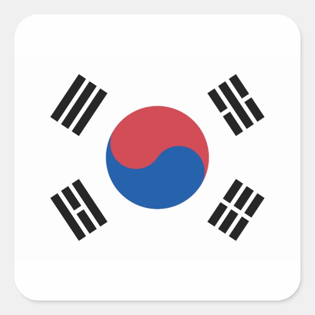 Südkoreanische Flagge - Korea - Taegeukgi - 대 민 국  Quadratischer Aufkleber (Vorderseite)