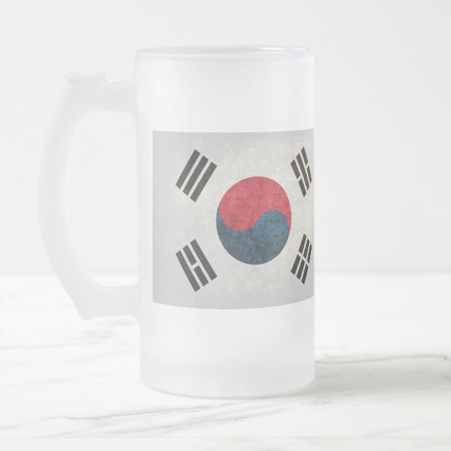 Südkoreanische Flagge; Mattglas Bierglas (Links)