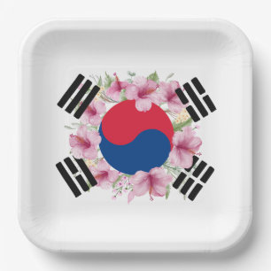 Südkoreanische Flagge Mugunghwa-Papierplatte Pappteller