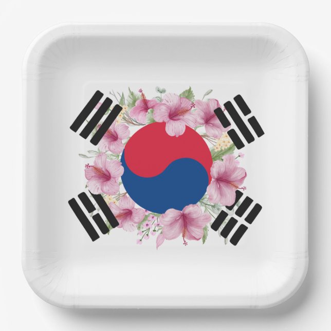 Südkoreanische Flagge Mugunghwa-Papierplatte Pappteller (Vorderseite)