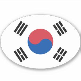 Südkoreanische Flagge Oval Aufkleber