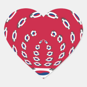 Südkoreanische Flagge Polka Dots: Eine florale Wen Herz-Aufkleber