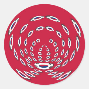 Südkoreanische Flagge Polka Dots: Eine florale Wen Runder Aufkleber