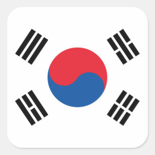 Südkoreanische Flagge Quadratischer Aufkleber