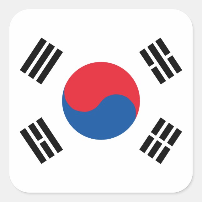 Südkoreanische Flagge Quadratischer Aufkleber (Vorderseite)