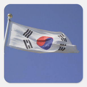 Südkoreanische Flagge Quadratischer Aufkleber
