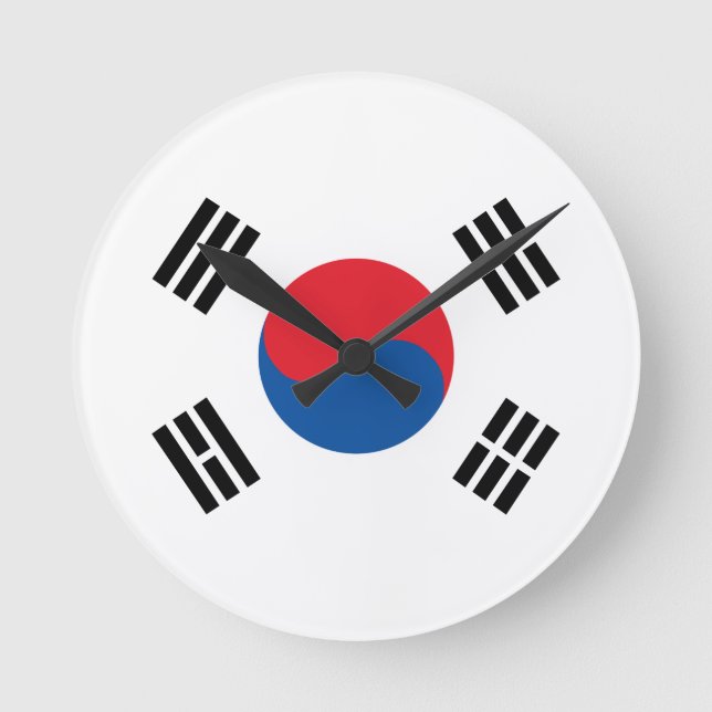 Südkoreanische Flagge Runde Wanduhr (Vorderseite)