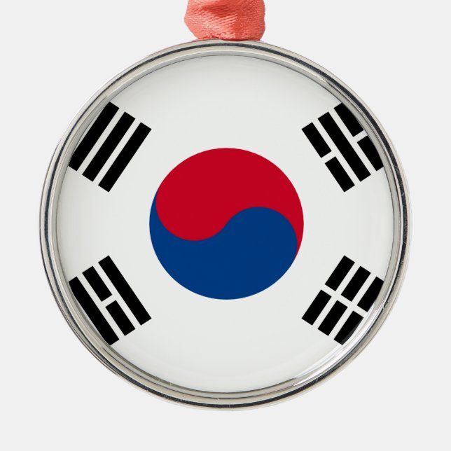 Südkoreanische Flagge Silbernes Ornament (Vorne)