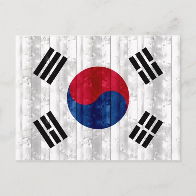 Südkoreanische Holzflagge Postkarte (Vorderseite)