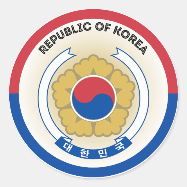 Südkoreanische Nationalen Emblemzirkel Runder Aufkleber (Vorderseite)