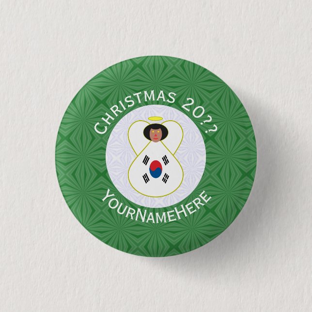 Südkoreanischer Weihnachtsgeländer Personalisiert Button (Vorderseite)
