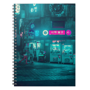 Südkoreanisches Neon Sign Spiral Foto Notebook Notizblock