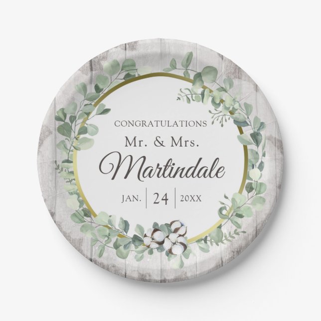 Südlandwolle Bolzen Botanisches Rustikales Holz Pappteller (Vorderseite)