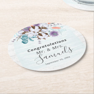 Südlandwolle Bolzen Botanisches Rustikales Holz Runder Pappuntersetzer