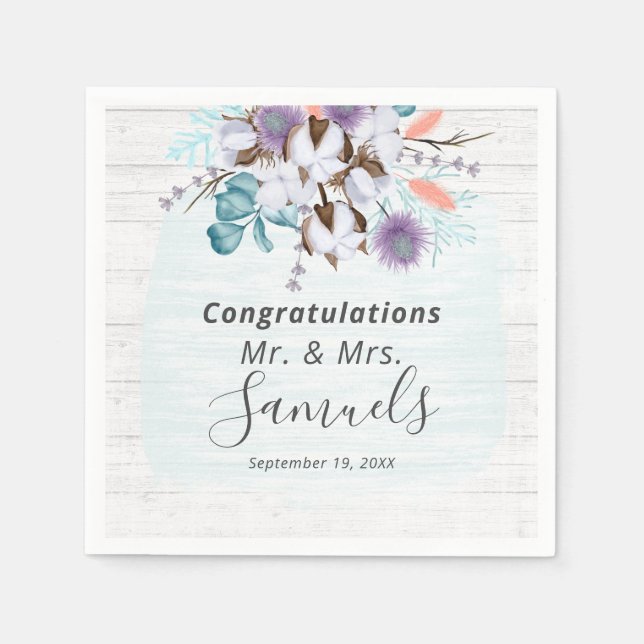 Südlandwolle Bolzen Botanisches Rustikales Holz Serviette (Vorderseite)