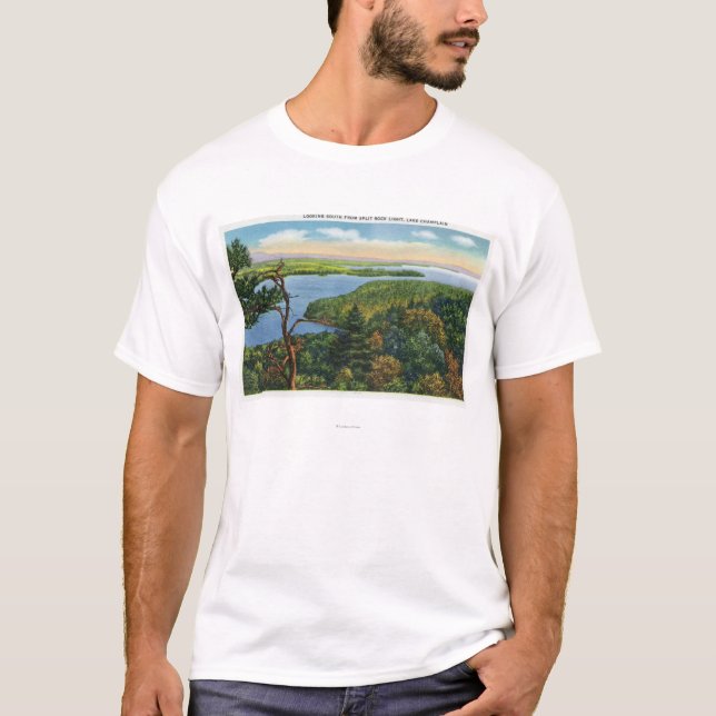 Südliche Ansicht von See vom Spalte-Felsen-Licht T-Shirt (Vorderseite)