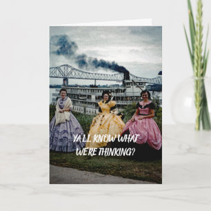 SÜDLICHE BELLE FRAUEN STEAMBOAT RIVERBOAT GEBURTST KARTE