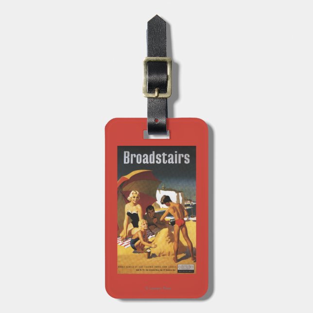 Südliche britische Eisenbahn-Familie auf Strand Gepäckanhänger (Vorderseite vertikal)