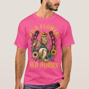 Südliche Cowgirl-Wildblumen-Wildpferde bei Sonnenu T-Shirt