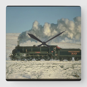Südliche Eisenbahn-nein Züge 777_Steam Quadratische Wanduhr