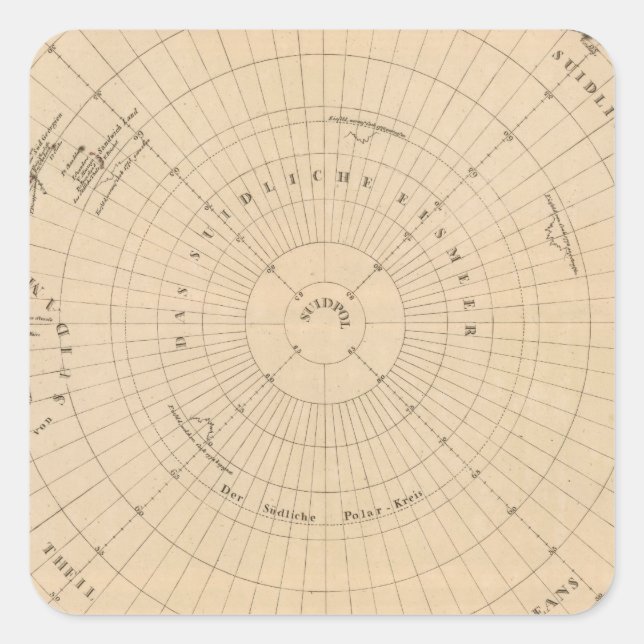 Südliche Hemisphäre, die Antarktis Quadratischer Aufkleber (Vorderseite)