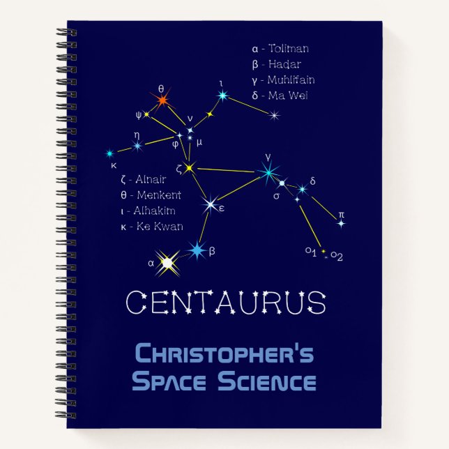 Südliche Hemisphäre Sternbild Centaurus Notizbuch (Vorderseite)