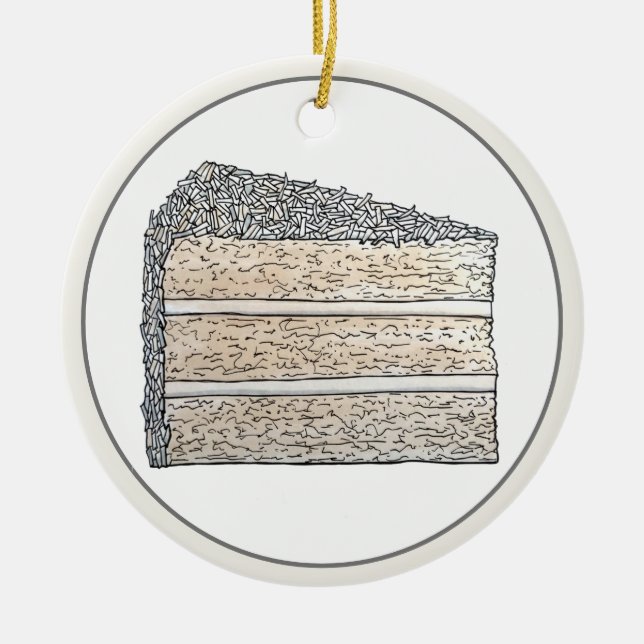 Südliche Kokosnuss Zuckerguss Schicht Kuchen Slice Keramik Ornament (Vorne)