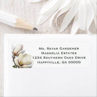 Südliche Magnolien-Blumen-Rücksende-Adressetikette